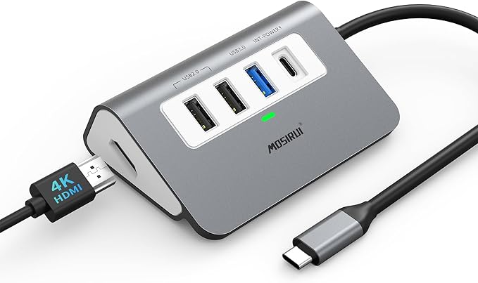 USB C Hub, 5-in-1 USB C to 4K HDMI, Hub Multiport Adapter with 100W Power Delivery, 5Gbps USB-A3.0 & 2 USB-A2.0, Aluminum, Case Type C Hub Docking Station for Laptop/Desktop/PC/MacBook/Dell/HP/Lenovo
