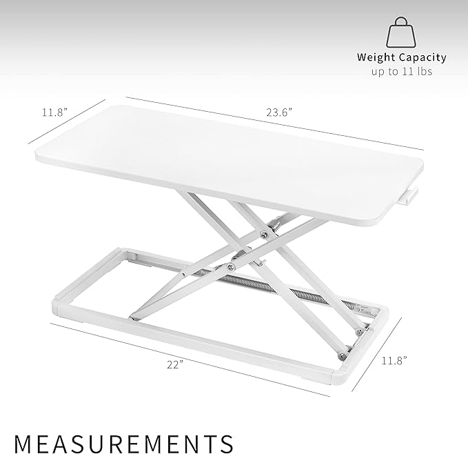 VIVO Single Top 24 inch Scissors Lift Keyboard and Mouse Riser, Height Adjustable Laptop Desk, For Ergonomic Sit Stand Workstations, White, DESK-V024AW