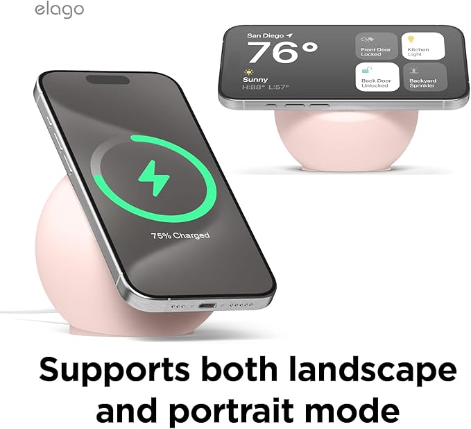 elago MS2 Charging Stand Compatible with MagSafe Charger - Premium Silicone, Compatible with iPhone 17/16/15/14/13/12 Series, Designed for MagSafe Stand [Sand Pink] [Charging Cable Not Included]