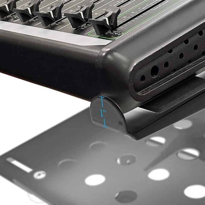 AxcessAbles Two-Tier Adjustable DJ Stand with Clamps | for DJ Controllers, Music Mixers, Laptops up to 20lbs.| DJ Controller Stand Compatible with DDJ-REV1, DDJ-FLX4 (LTS-03 Black)