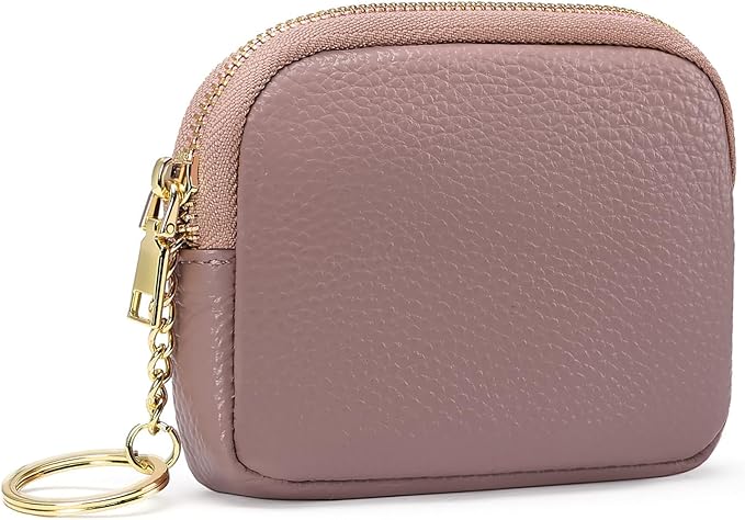 SENDEFN Mini Coin Purse Soft Leather Small Coin Pouch Purses Women Zipper Pocket with Key Ring