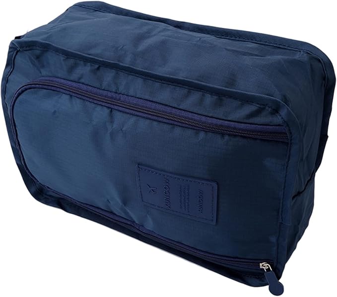 Travel Shoe Bags Foldable Waterproof Nylon with Zipper for Men & Women,Dark Blue