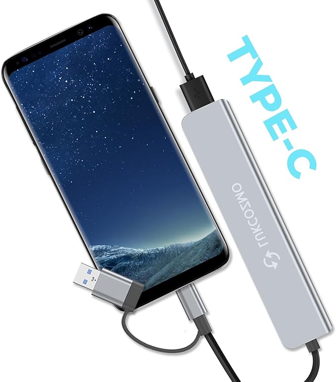 Updated USB Hub USB C Hub USB Splitter Port Extender 7 in 1 USB 3.0 Hub USB Adapter&USB C Splitter 4 USB 1 USBC TF/SD Card Reader Audio Output Compatible with MacBook/Pad Pro/Dell/HP Laptop/Phones…