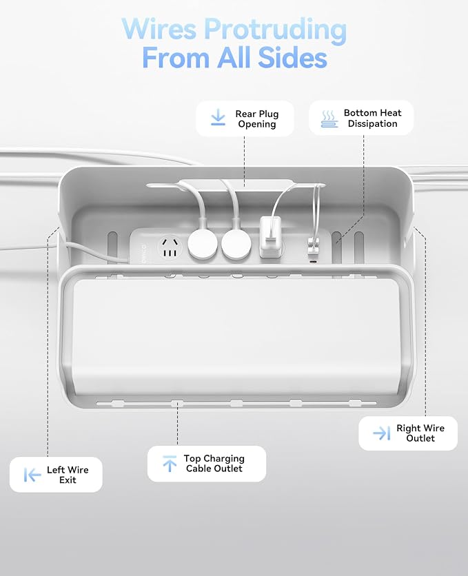 ORICO Cable Management Box, Cord Hider Box to Conceal Power Strips on Desk or Floor, Keeping Cords Tidy and Protected from Damage, Stylish Cable Organizers for Home, Office, School - PB03