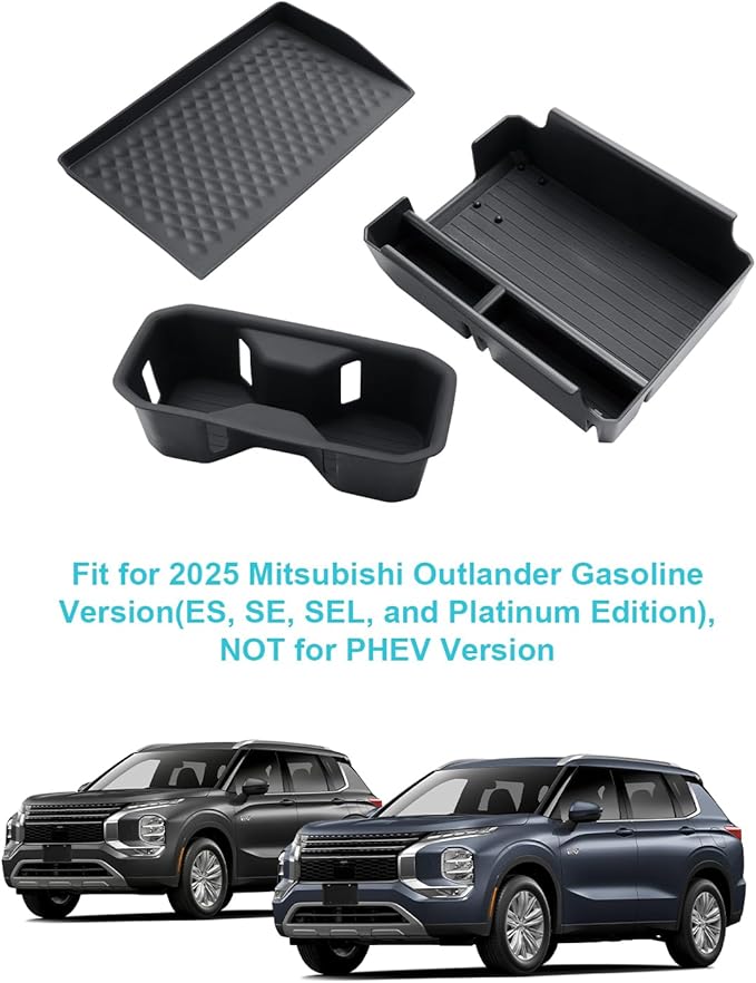 CDEFG 3Pcs for 2025 2026 Mitsubishi Outlander Center Console Organizer for 2025 2026 Mitsubishi Outlander Accessories Middle Console & Wireless Charging Cover & Cup Holder(for Gas Version Only)