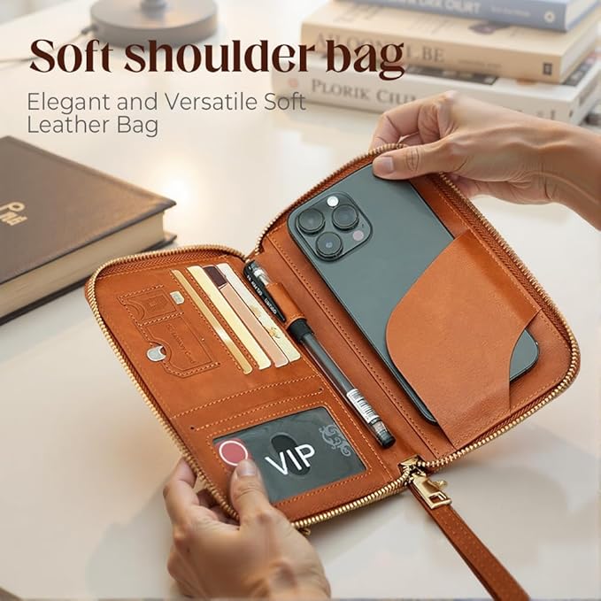RFID Passport Holder for Wallet,RFID Blocking Document Organizer Clutch Bag, Credit Cards Case Cover Travel Wallet (Pink)