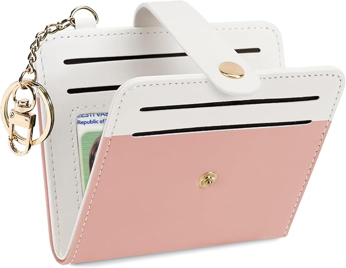 Airkit Small Wallets Woman RFID Blocking Leather Credit Card Holder - with ID Window - Card Wallets for Women - with Zipper Coin Purse - Keychain Wallet