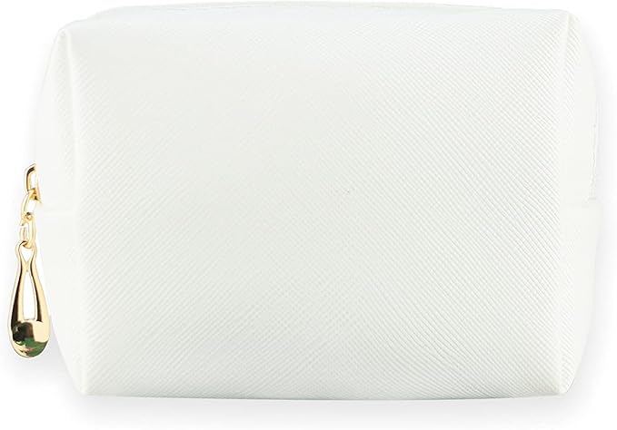 Small Makeup Bag Portable Cosmetic Bag for Women Makeup Pouch Waterproof Toiletry Bag for Travel (White, Mini)