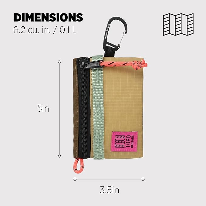 Topo Designs Accessory Bags, Travel Organizer Accessories for Smaller Items, Durable Storage Pouch, 3 Sizes, Fully Lined Pack Cloth (Mountain, Desert Palm/Sahara)
