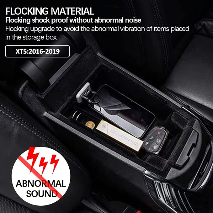 for XT5 Armrest Storage Tray Compatible with Cadillac XT5 Accessories 2019 2018 2017 2016 Flocking Interior Armrest Insert Tray xt5 Center Console Organizer