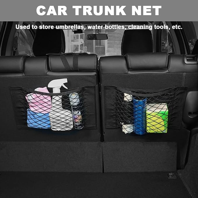 AOOWU Universal Mesh Cargo Net 6 Pack, Small Elastic Net Pocket Storage with Magic Adhesive, Wall Sticker Organizer Pouch Bags, Car Trunk Organizer Holder Netting Bag for Rv Automotive SUV Truck Boat