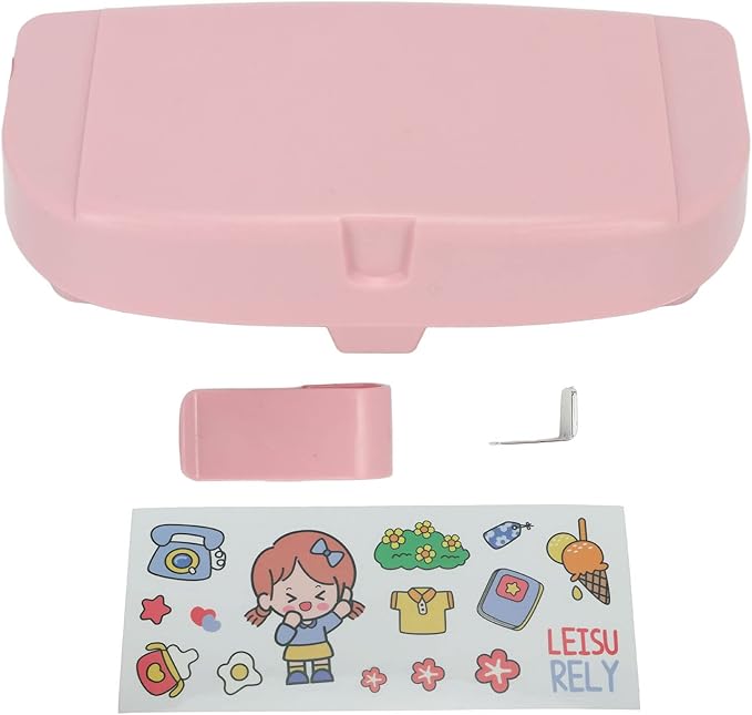 plplaaoo Car Glasses Holder Case Multifunctional Durable ABS Material Sun Visor Sunglasses Storage Organizer Box With Magnetic Clip For Drivers And Car Owners 17x8cm 6.7x3.1in (Pink)