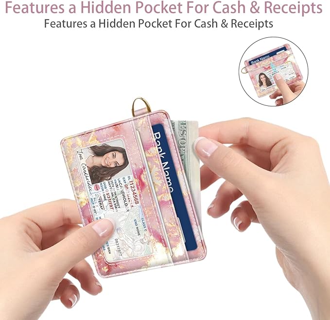 Slim Minimalist Front Pocket RFID Blocking Credit Card Holder Small Wallet Cute Card Cases for Women,Gold Pink