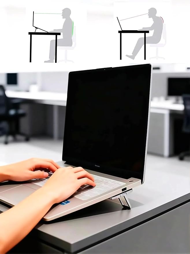 2PCS Laptop Stand, Portable Laptop Cooling Pad, Foldable Metal Keyboard Stand, Mini Keyboard Pillar (Black,Two Gears)