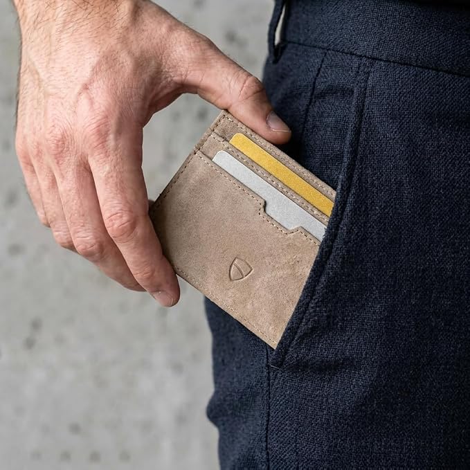 Vaultskin MOORGATE Slim Card Holder – Minimalist Leather Wallet with RFID Blocking, Front Pocket Credit Card Case for Men & Women
