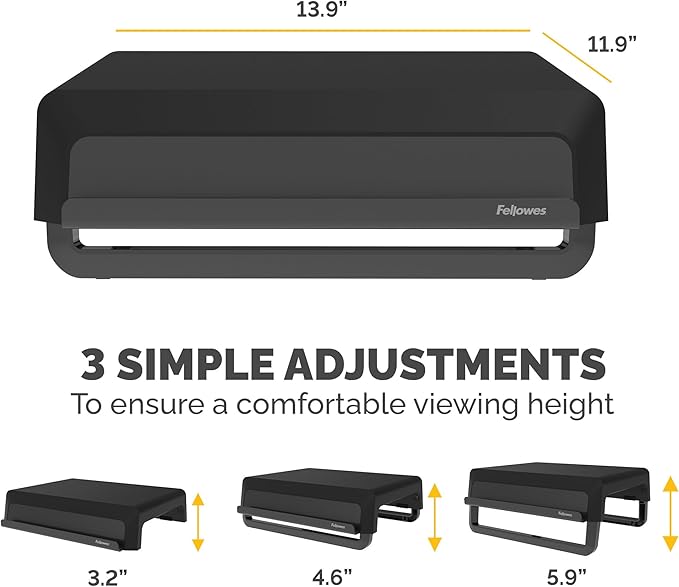 Fellowes Breyta Ergonomic Height Adjustable Stand for Monitor/Laptop, Black