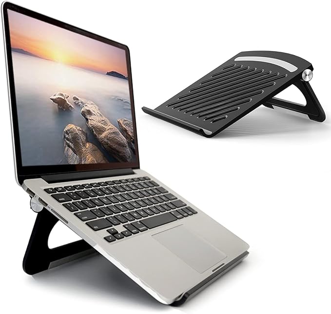 Laptop Stand for Desk Stable Foldable Adjustable Multi-Angle Computer Desktop Holder Ventilated Lapdesks Riser for Mackbook, Lenovo, Dell, iPad, HP - Within 17' (Black)
