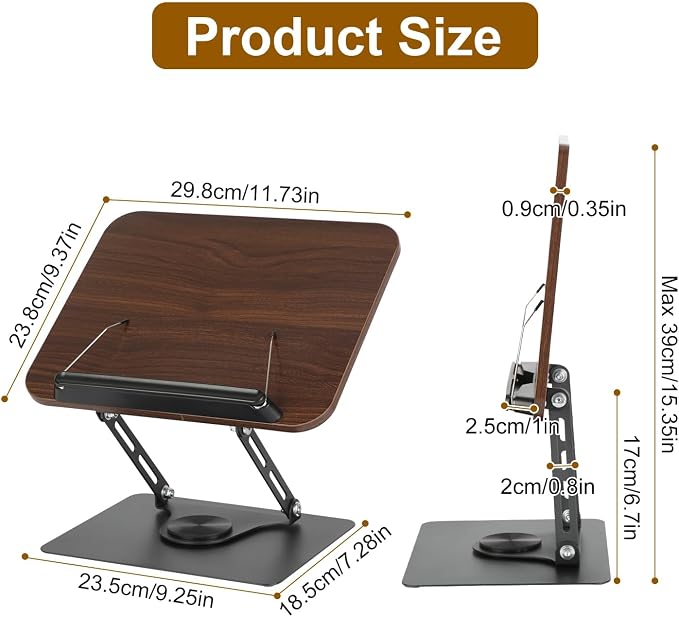 Adjustable Book Stand, 360° Rotating Laptop Stand, Foldable Reading Desk Holder, Ergonomic Multi-Purpose Tablet Stand, Height Adjustable Workstation Riser