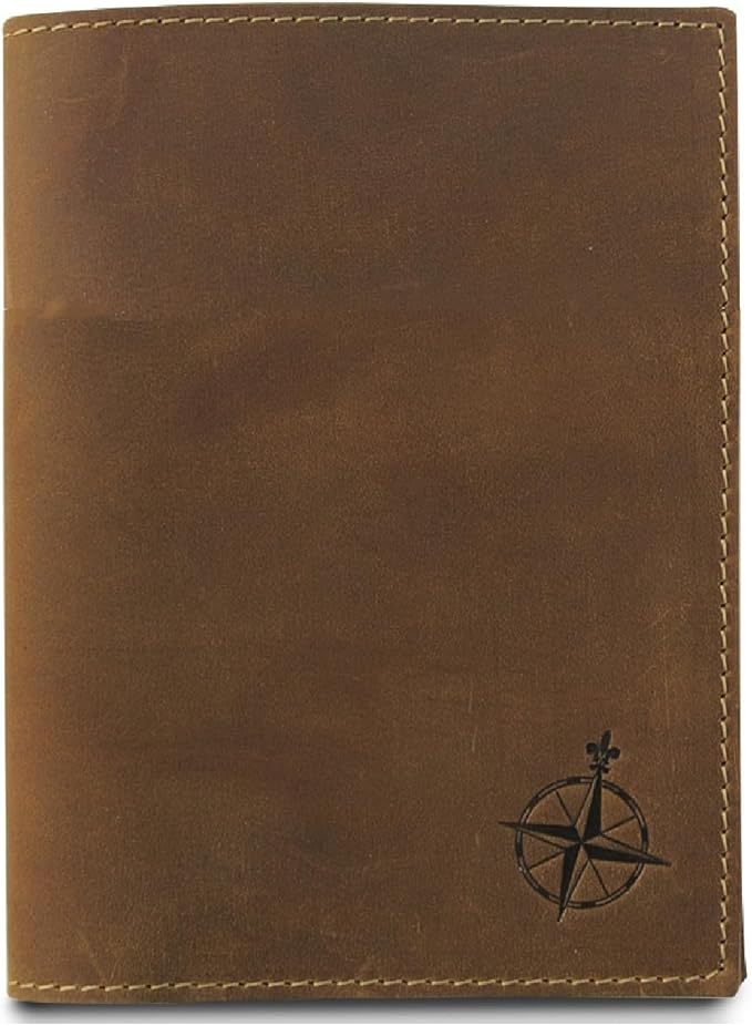WANDERINGS Leather Travel Wallet with Passport Holder - 5.5" x 4" - Genuine Leather Case with RFID Blocking for Men and Women - Folding Wallet for Passports
