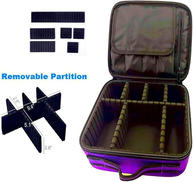 Semilyn Travel Makeup Bag for Women Makeup Organizer Train Case Cosmetic Makeup Storage Bag Organizer with Adjustable Dividers for Brush,Nail Tool,Toiletry,Jewelry Digital Accessories Purple