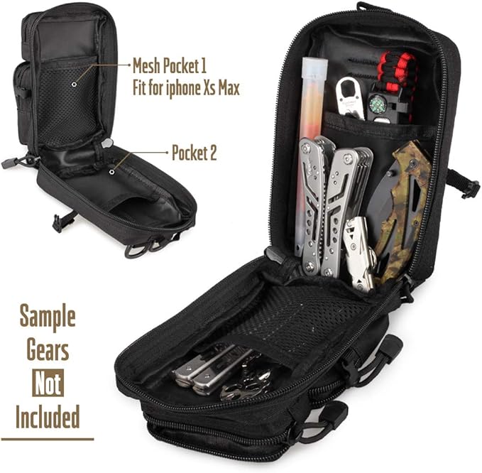 LIVANS Tactical Molle Utility Pouch, EDC Tool Pouch Tactical Phone Pouches Mini Waist Pouches Medical EDC IFAK Pack Mini Design of 3-Day Backpack
