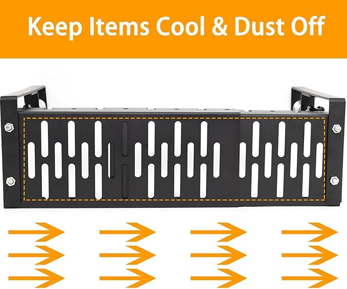 No Drilling Extendable Under Desk Cable Management, Metal Cable Tray Under Desk with Clamp, Retractable Power Strip Cord Holder for Wire