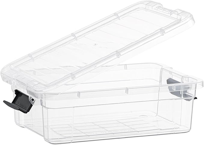 Superio Clear Storage Bins with Lids, Stackable Storage Box with Latches and Handles, Extra Small, 2 Pack 2 Quart
