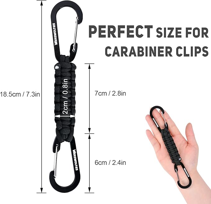 WEREWOLVES Paracord Keychain with Carabiner, Lanyard Clip for Keys