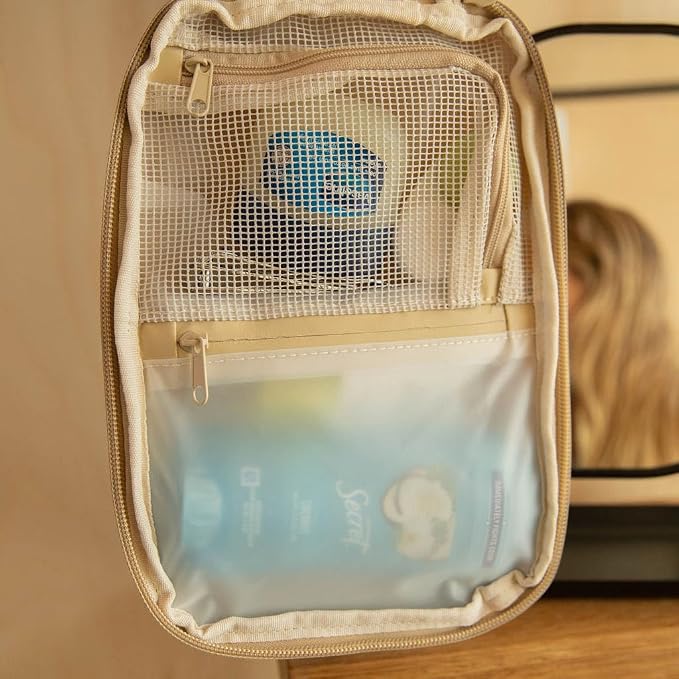 Gravel Hanging Toiletry Bag – Water-Resistant Dopp Kit for Men & Women (Sand, Slim)