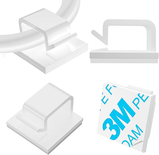 120 PCS Cable Clips White, Upgraded Adhesive Wire Clips for Wall, Strong Cord Clips Holders Wire Organizer for Cable Management, Christmas Lights, USB, Phone Charger, Cat 6, Car Dash Cam