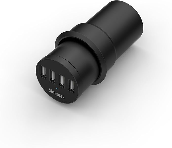 Simpeak 30W 4-Port USB Desk Charger Desktop Charging Station Mounts on The 2.0"/2.4" Grommet Hole with Power Cable (Match 2pcs Grommet),C51 Black