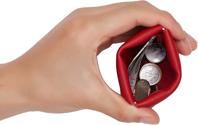 Travelambo Leather Squeeze Coin Purse Pouch Change Holder For Men & Women