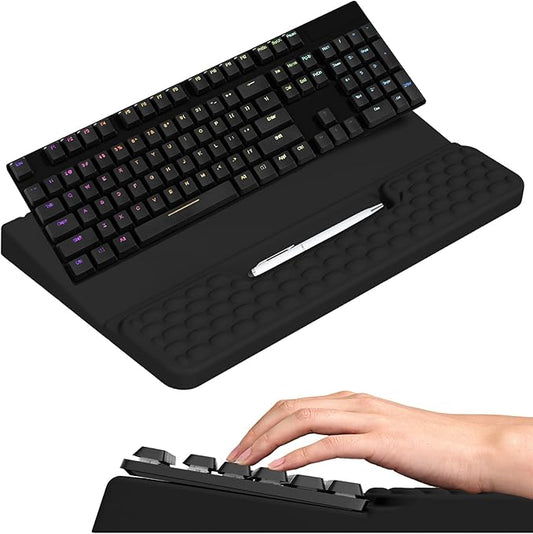 Keyboard Stand with Wrist Rest, Computer Keyboard Pad with Wrist Support, Ergonomic Keyboard Riser Holder Lift Tray, Soft Memory Foam Desk Wrist Pad for Office, Home, School - Black