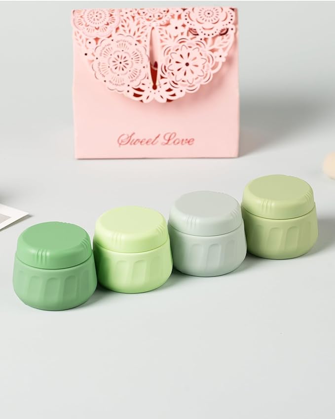 Mrsdry Travel Containers for Toiletries, TSA Approved Travel Size Toiletries 4 Pack, Refillable Containers, With Clear Bag, Leak Proof Silicone Jars, Essentials Creams Jars Carrying Small Items