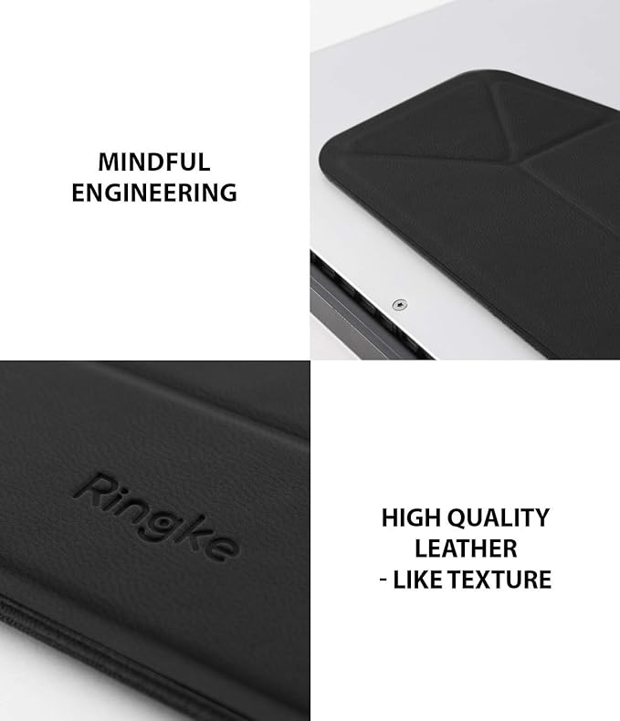 Ringke Laptop Stand Anti-Slide Smart Folding Portable Slim and Weightless Adhesive Stand for Laptop, iPad, Tablet, and More - Black