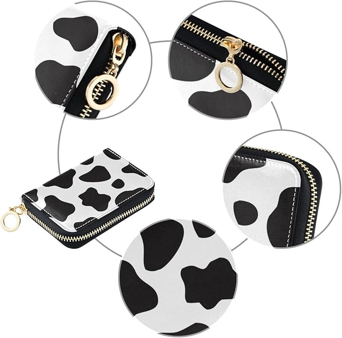 Gothic Skull Cat RFID Credit Card Holder Wallets Accordion for Women Leather Zipper Card Case Accordion Wallet for Ladies Girls