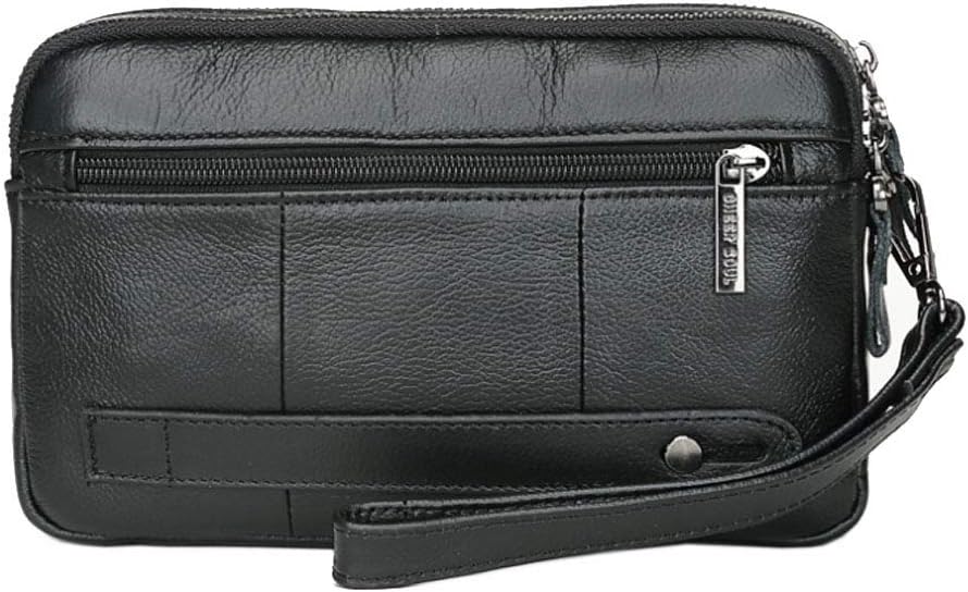 KPYWZER Leather Clutch Purse Wallet Men Wrist Bag