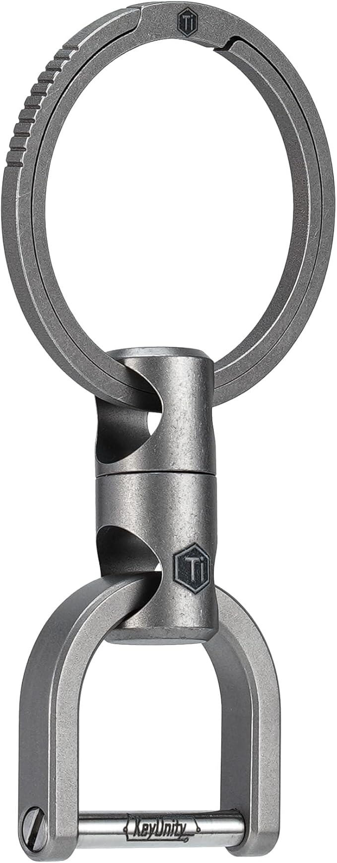 KeyUnity KM13 Swivel Keychain with D Ring Key Shackle, Titanium Rotatable Key Organizer