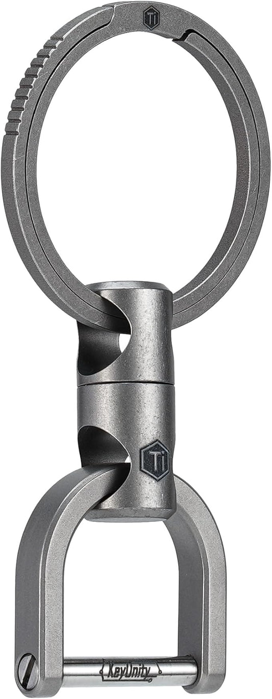 KeyUnity KM13 Swivel Keychain with D Ring Key Shackle, Titanium Rotatable Key Organizer