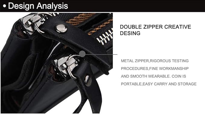 Men's Folding Double Zip Wallet RFID Blocks Retro Short Coin Purse