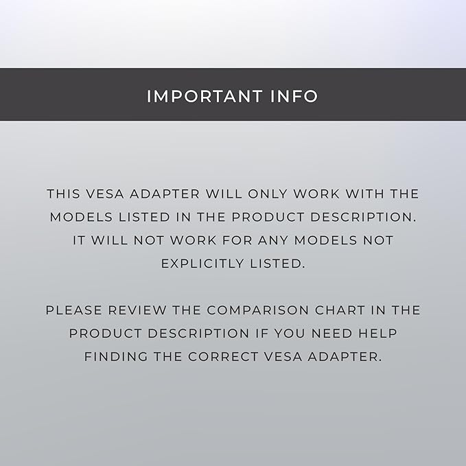 HumanCentric VESA Mount Adapter Plate for 200x100 mm VESA Patterns, Conversion Kit for 75x75 and 100x100 mm Patterns to 200 x 100 mm, Hardware Included
