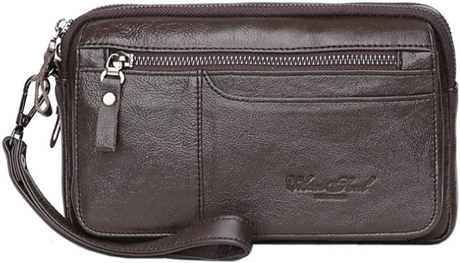 Leather Clutch Purse Wallet Men Wrist Bag