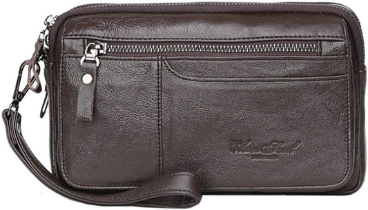 Leather Clutch Purse Wallet Men Wrist Bag