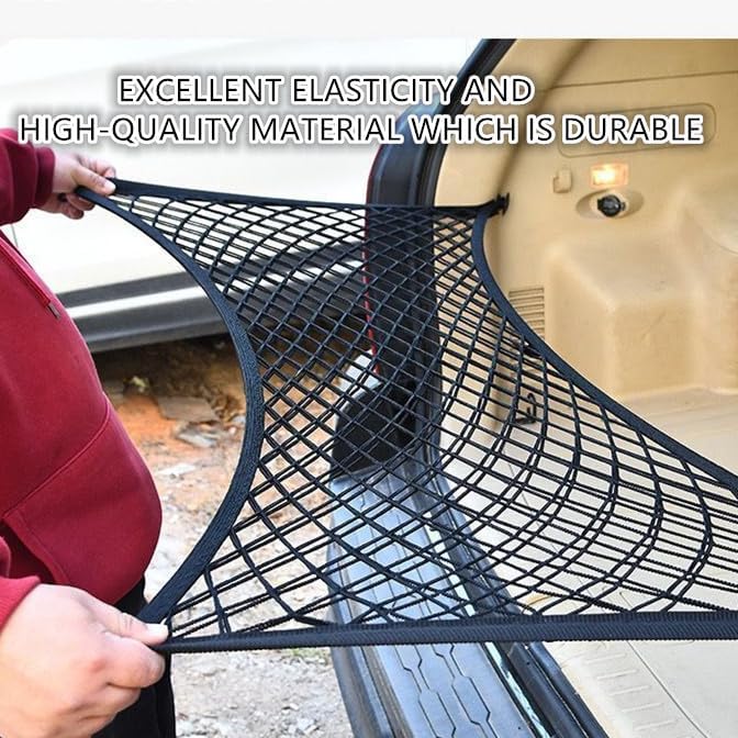 Cargo Net for SUV with Hooks, Adjustable Highly Elastic Storage Organizer Net for Car, Pickup Trucks,Mesh Organizer 2.6'x3.3' Stretches to 5'x6',Road Trip Essentials Black