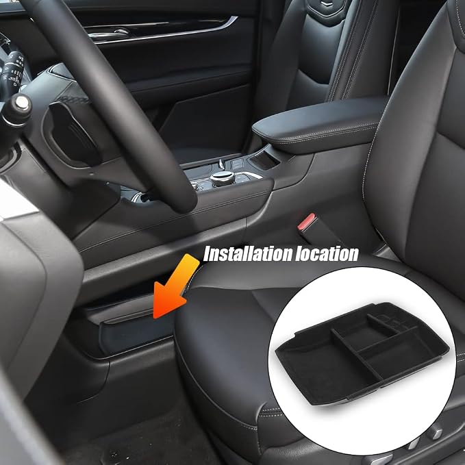 For XT5 accessories Center Console Organizer Center Console Bottom Storage Tray Compatible for Cadillac XT5 2023 2022 2021 2020 2019 2018 2017 2016/ XT6 2023-2020 Flocking Interior Accessories Tray