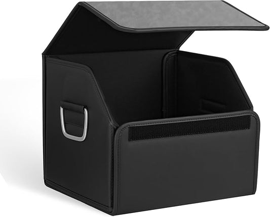 JEYODA Suede Leather Trunk Organizer, Large Capacity Soft Car Organizers and Storage,foldable,with lip, for Car SUV/Jeep/Sedan/Home/Camping (Grey,Small)