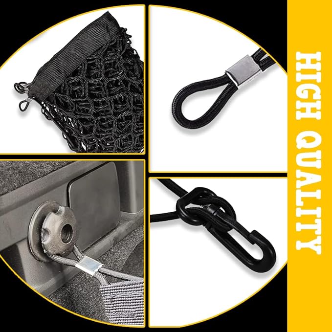 Car Rear Cargo Net, Trunk Cargo Storage Net with Hooks, Cargo Storage Elastic Mesh Net Organizer Car Interior Accessories Universal Fit for Cars, Trucks, SUVs (35.43 "x15.74)