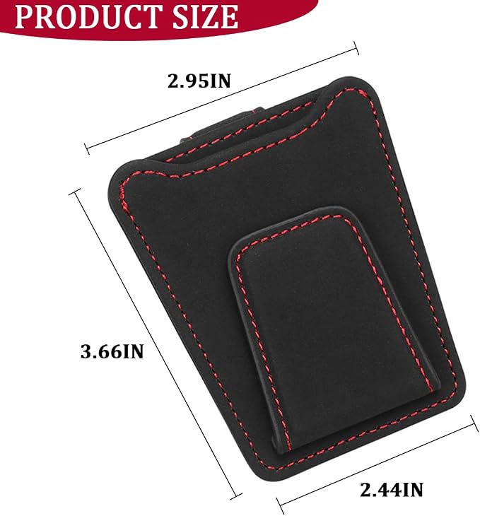 Sunglass Holder for Car Visor, Magnetic Leather Vehicle Eyeglass Hanger Holder, Automotive Interior Sun Visor Glasses Ticket Card Organizer Clip, Universal for SUV RV Lorry (Black)