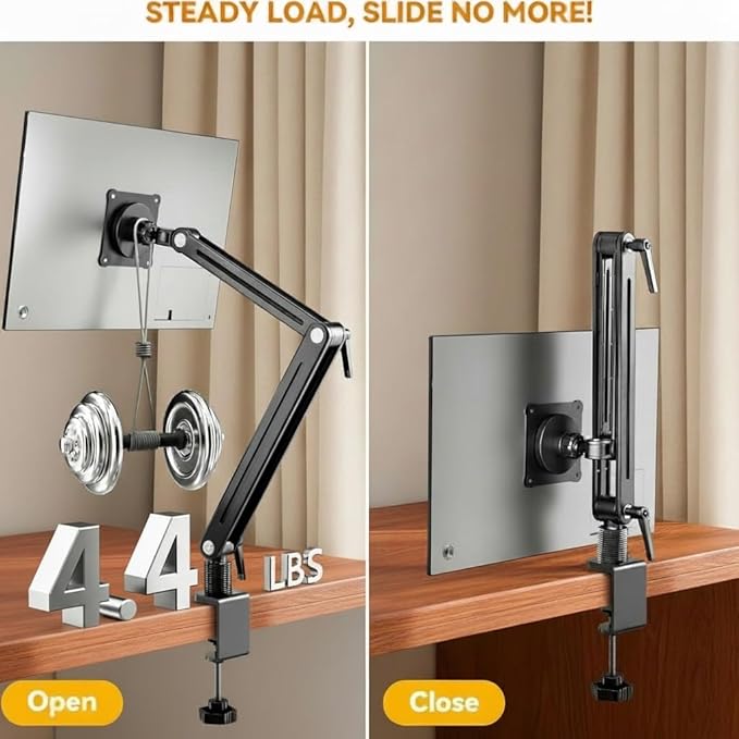 Portable Monitor Holder Mount Arm with Strong Magnetic 360° Rotating Base Bearing Over 5LBS Compatible with 12.9/14.6/15.6/17.3/18.5 inch iPad Pro/Mini/Air/Surface/Samsung