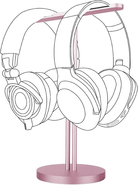 GEEKRIA Aluminum Alloy Dual Headphones Stand for Over-Ear Headphones, Gaming Headset Holder, Desk Display Hanger with Solid Heavy Base Compatible with Bose, Beats, Sony, AKG, ATH (Rose Gold)